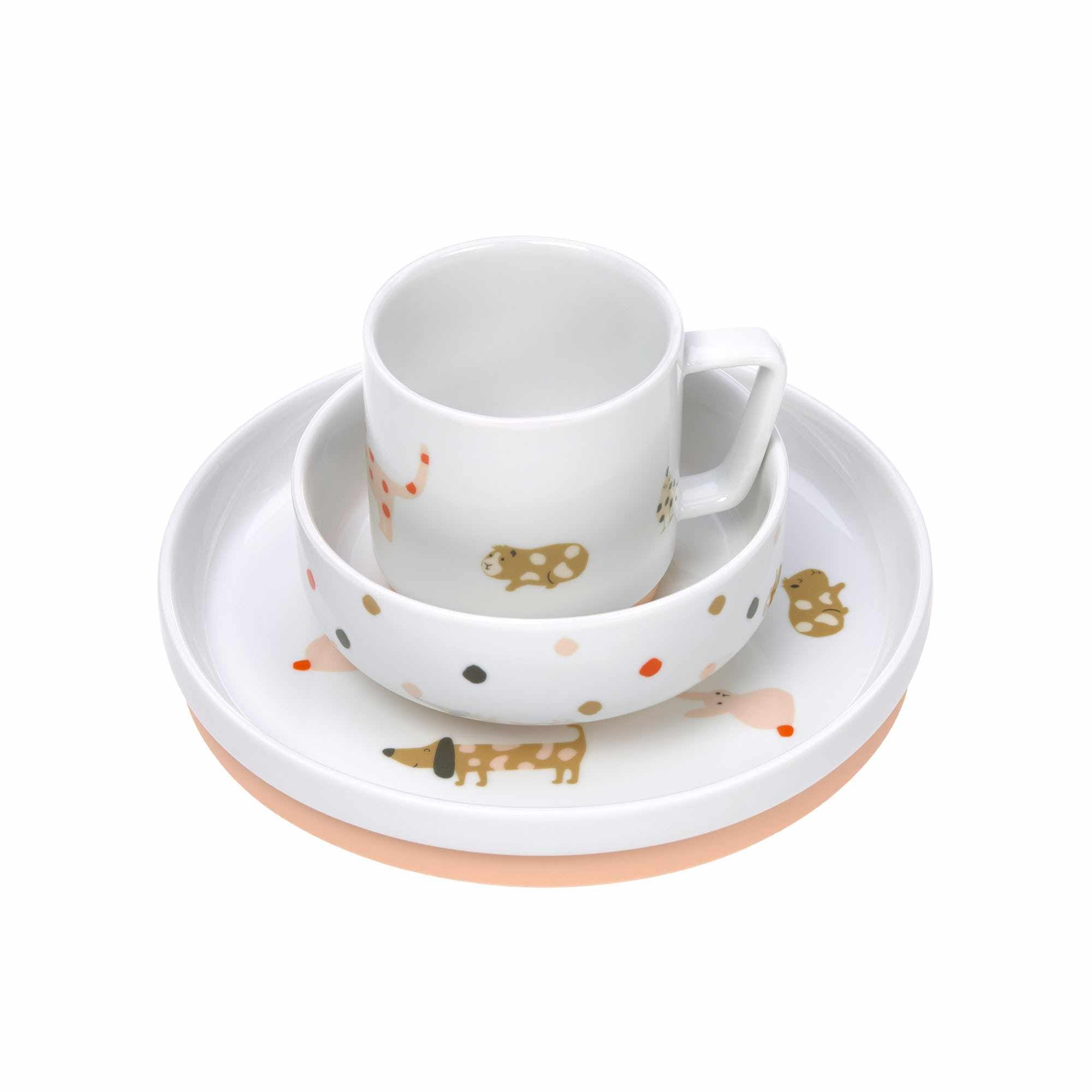 Lassig Dish Set Porcelain/Silicone - Little Mateys spicy orange
