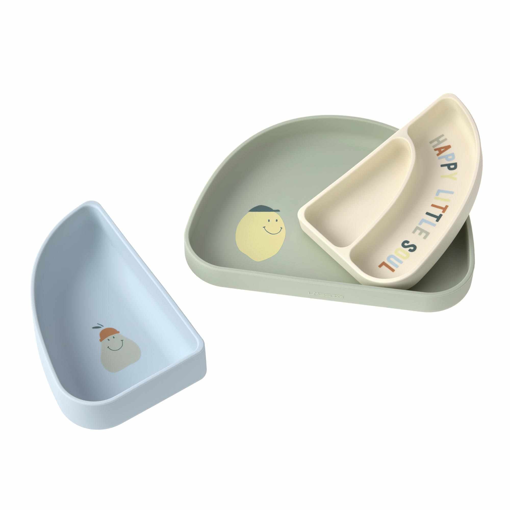 Lassig Silicone Section Dish Set 3 pcs Happy Fruits Lemon
