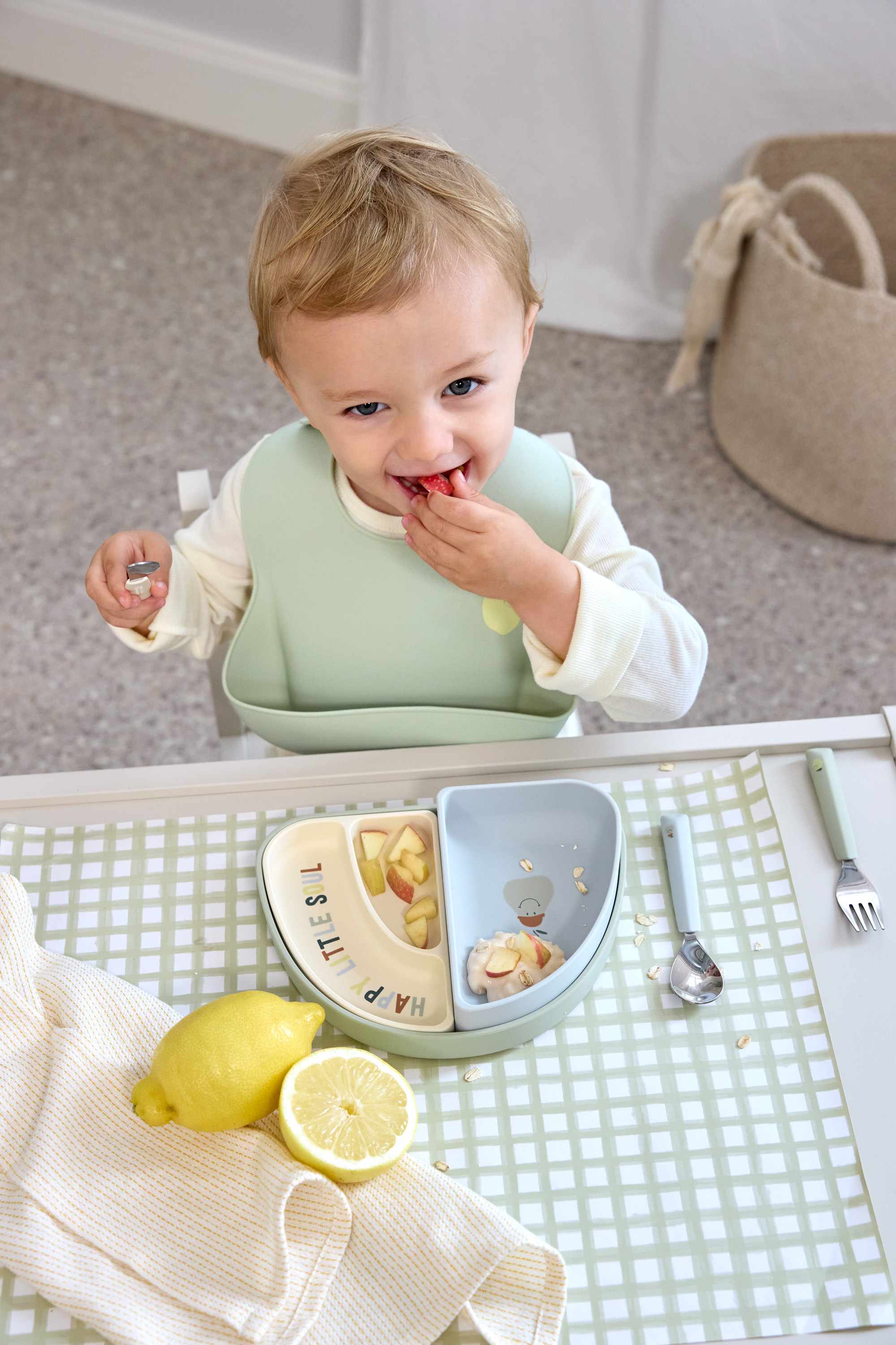 Lassig Silicone Section Dish Set 3 pcs Happy Fruits Lemon