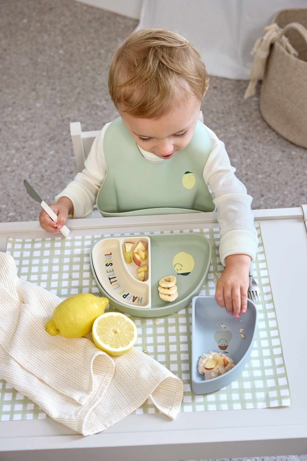 Lassig Silicone Section Dish Set 3 pcs Happy Fruits Lemon