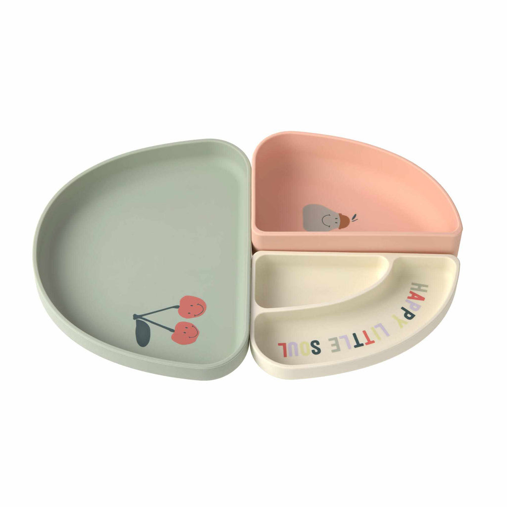Lassig Silicone Section Dish Set (3 pcs) - Happy Fruits, Cherry