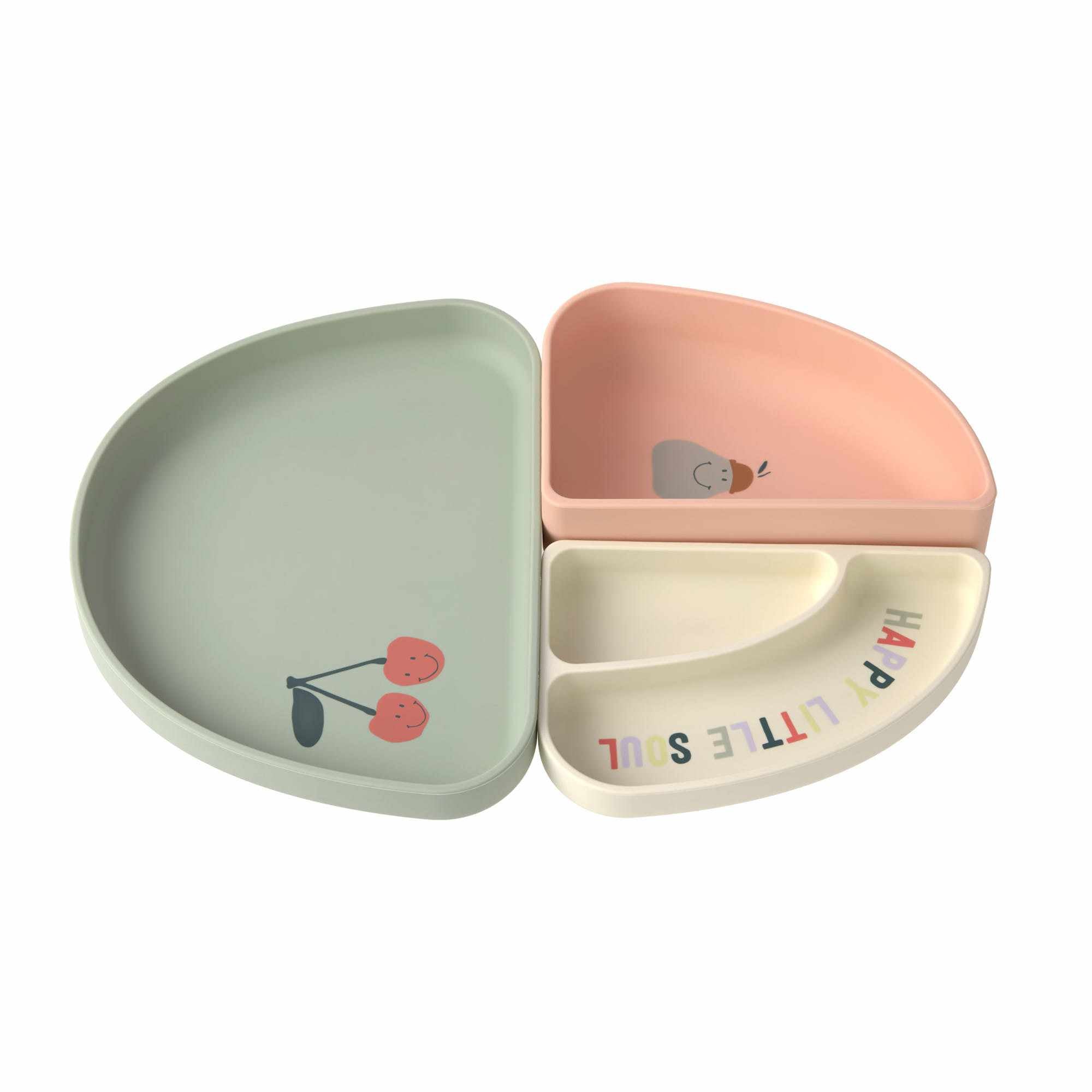 Lassig Silicone Section Dish Set (3 pcs) - Happy Fruits, Cherry