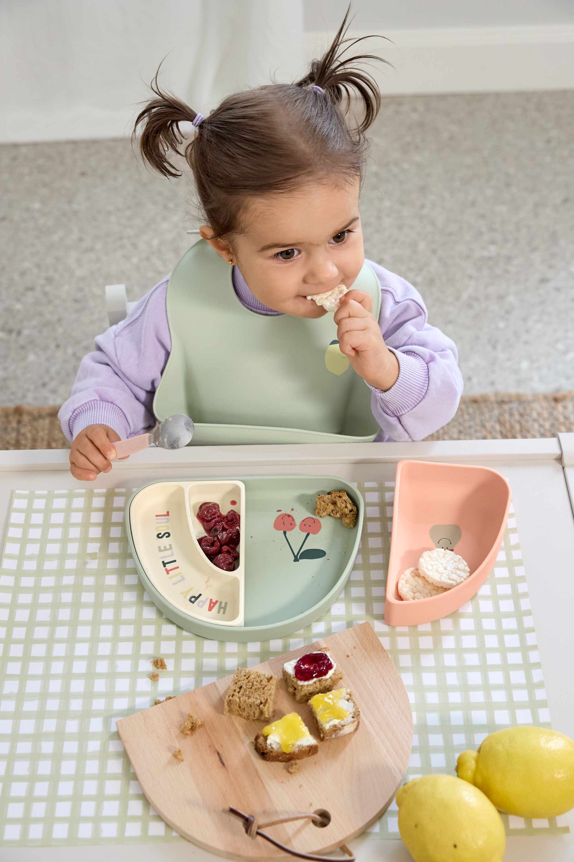 Lassig Silicone Section Dish Set (3 pcs) - Happy Fruits, Cherry
