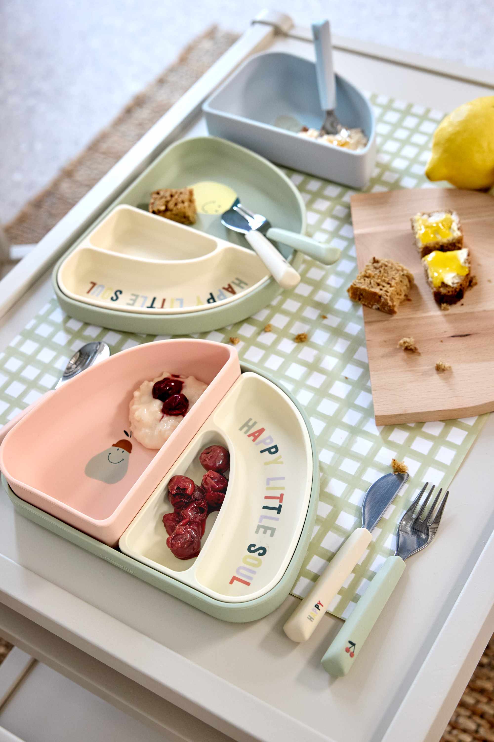 Lassig Silicone Section Dish Set (3 pcs) - Happy Fruits, Cherry