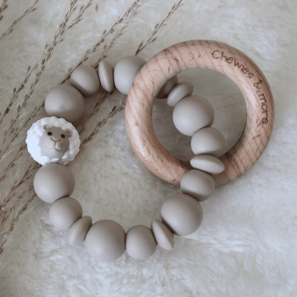 Chewies and More Mini Rattle Sheep – White Wool