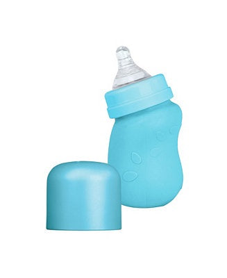 Green Sprouts Baby Bottle made from Glass w Silicone Cover-5oz-Aqua-0mo+