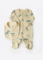 Kitikate ORGANIC PREMIUM TOUCAN WITH BIB ROMPER NATURAL