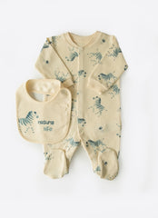 Kitikate ORGANIC PREMIUM TOUCAN WITH BIB ROMPER NATURAL