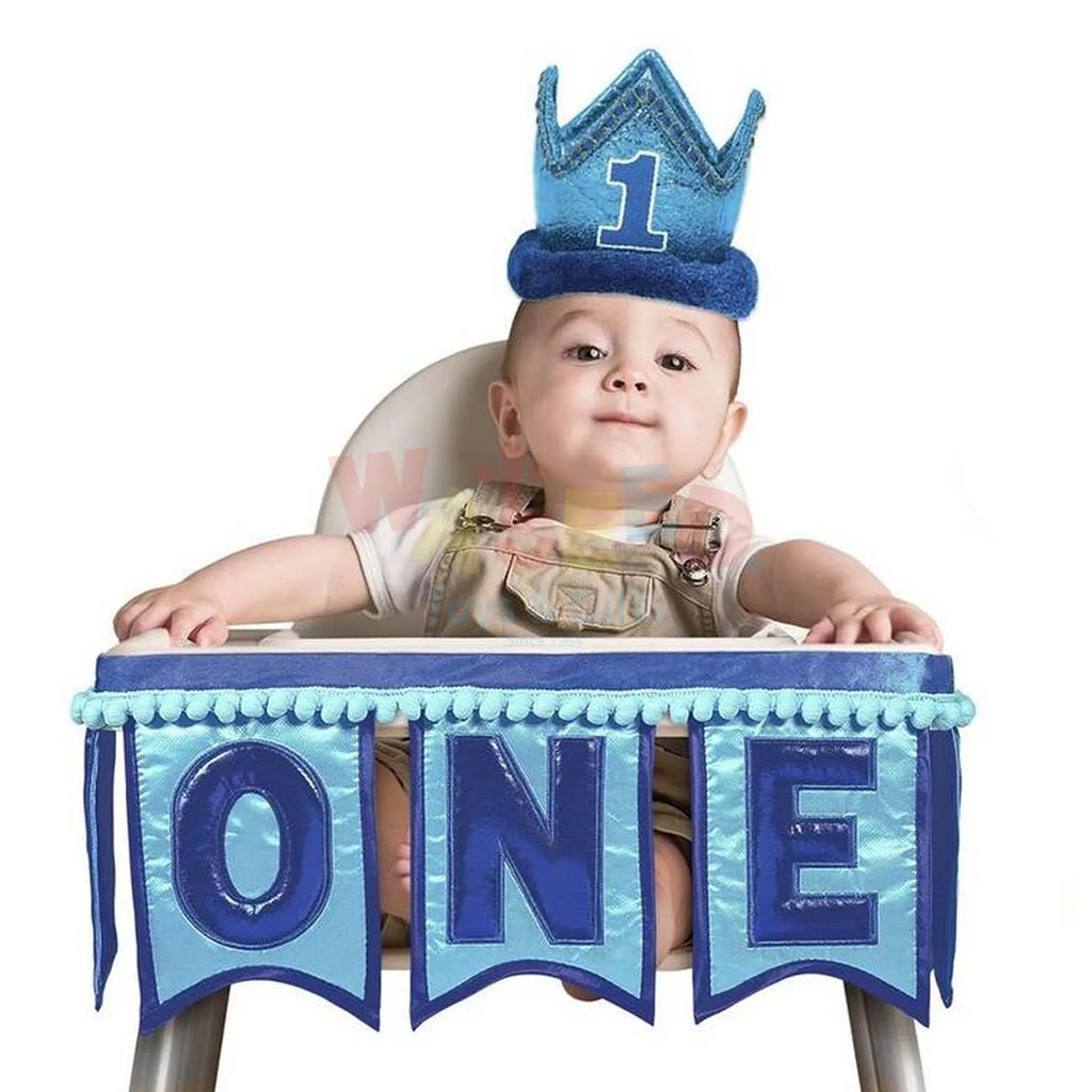 1ST BIRTHDAY BLUE FABRIC CROWN