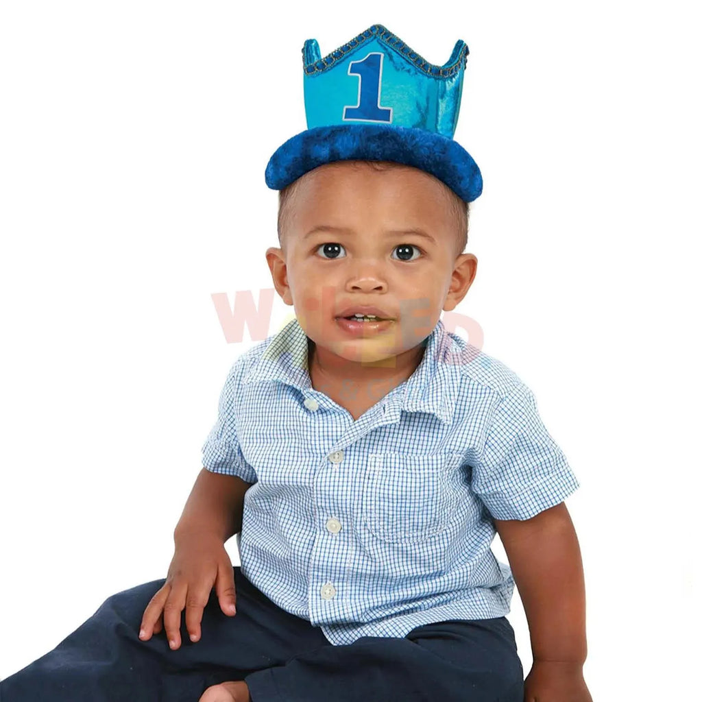 1ST BIRTHDAY BLUE FABRIC CROWN