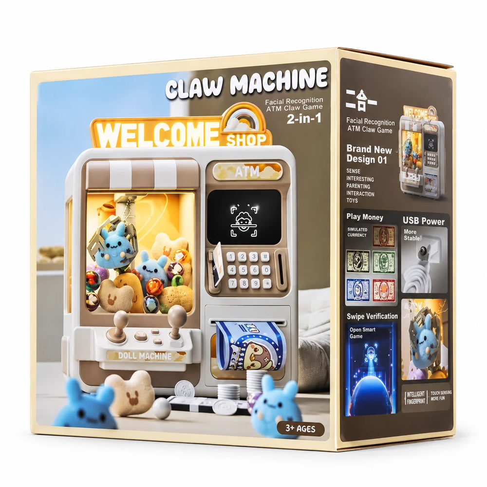 2-in-1 Face Recognition ATM Money Box & Claw Machine