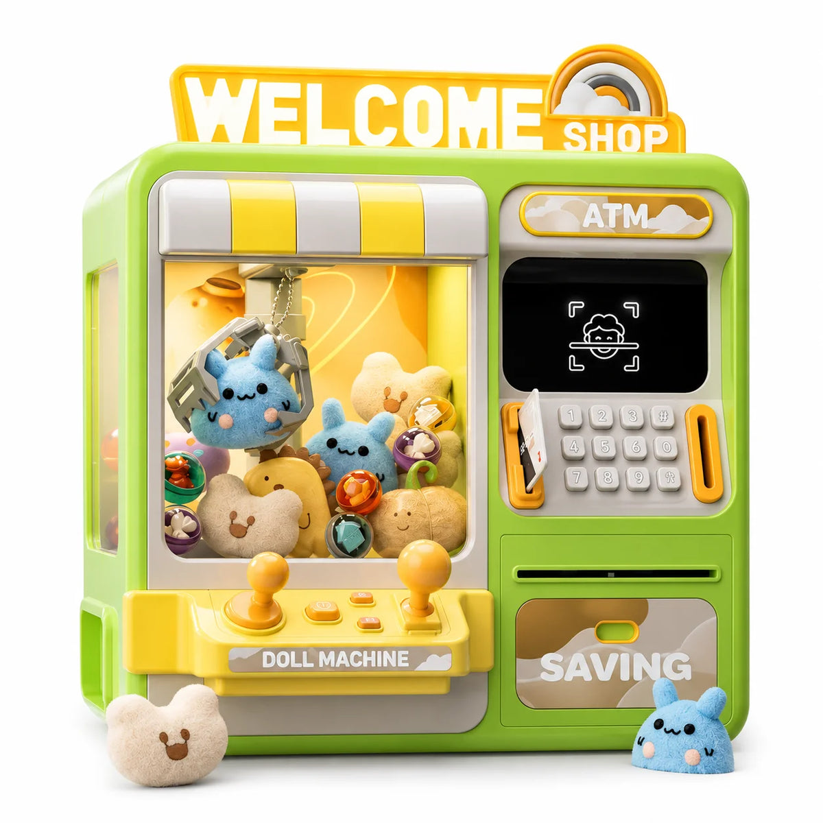 2-in-1 Face Recognition ATM Money Box & Claw Machine