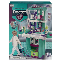2-in-1 Kids Doctor Playset – Medical Trolley + Clinic Station