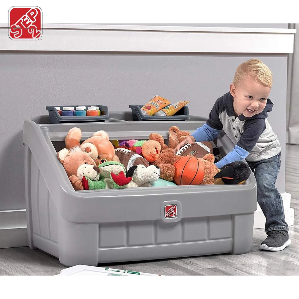 Step2 2-IN-1 TOY BOX & ART LID (GREY) - Kraft Carton