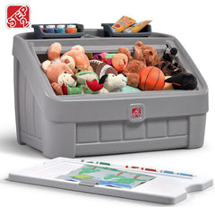 Step2 2-IN-1 TOY BOX & ART LID (GREY) - Kraft Carton