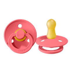 Bibs Natural Rubber Pacifier - Coral 0-6 Months