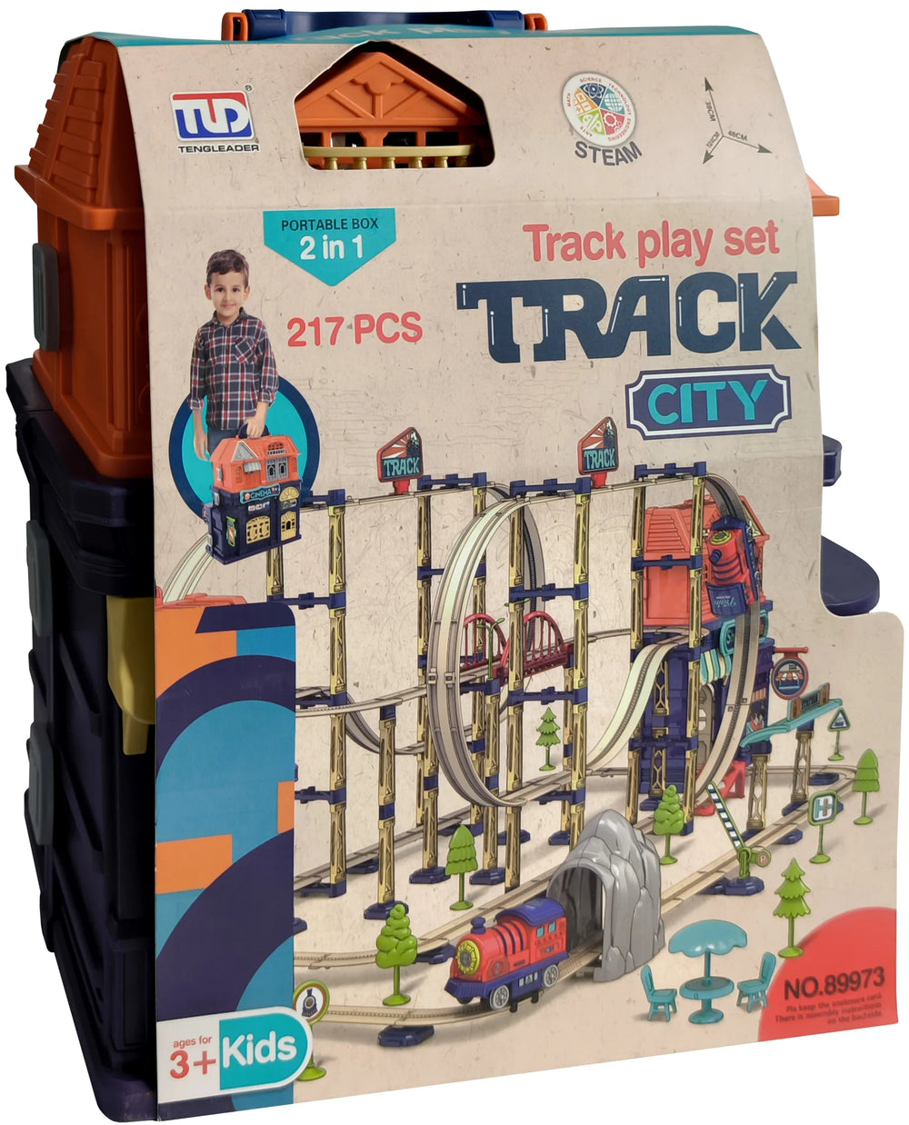 217pcs Track City Train Play Set Storage Box