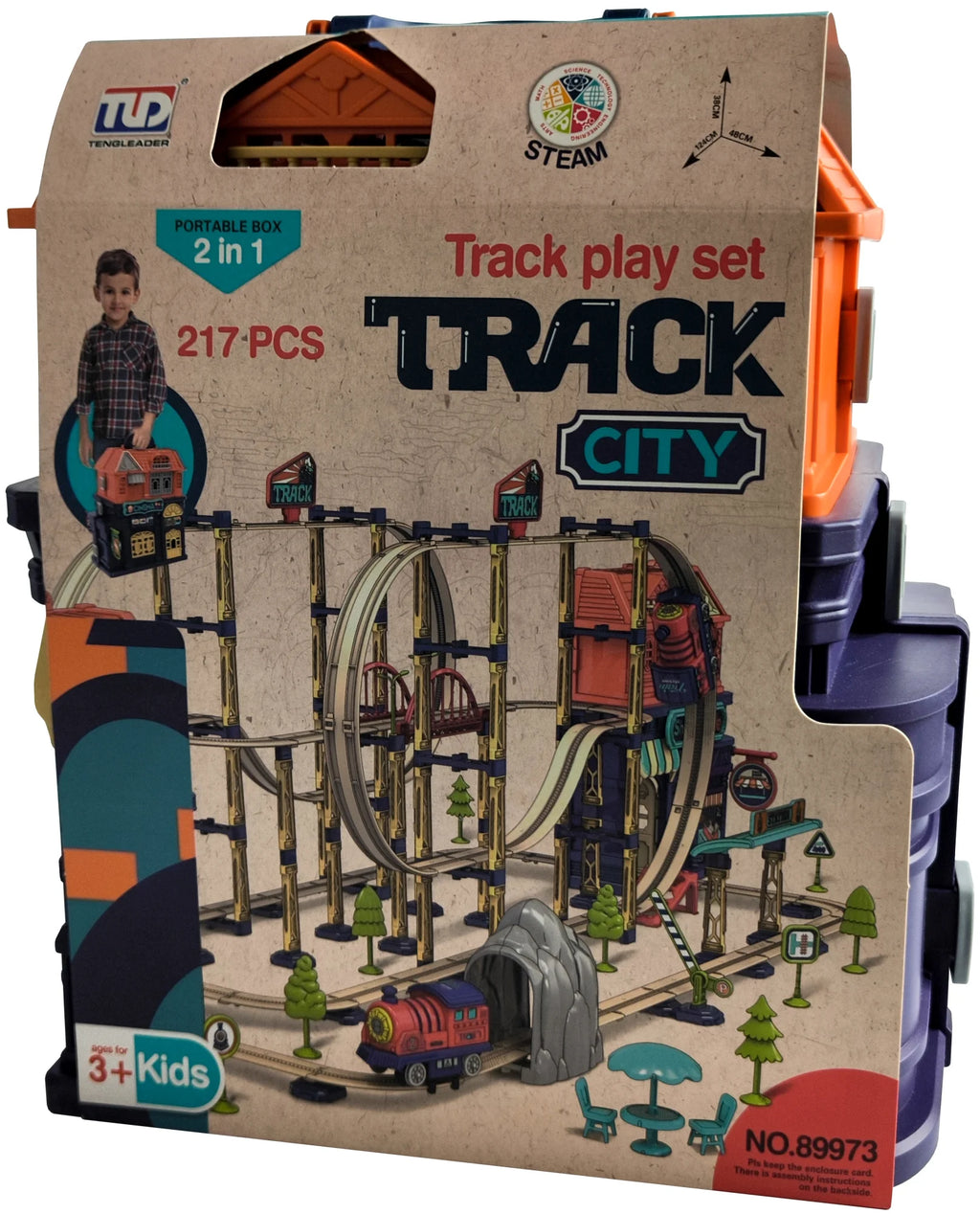 217pcs Track City Train Play Set Storage Box
