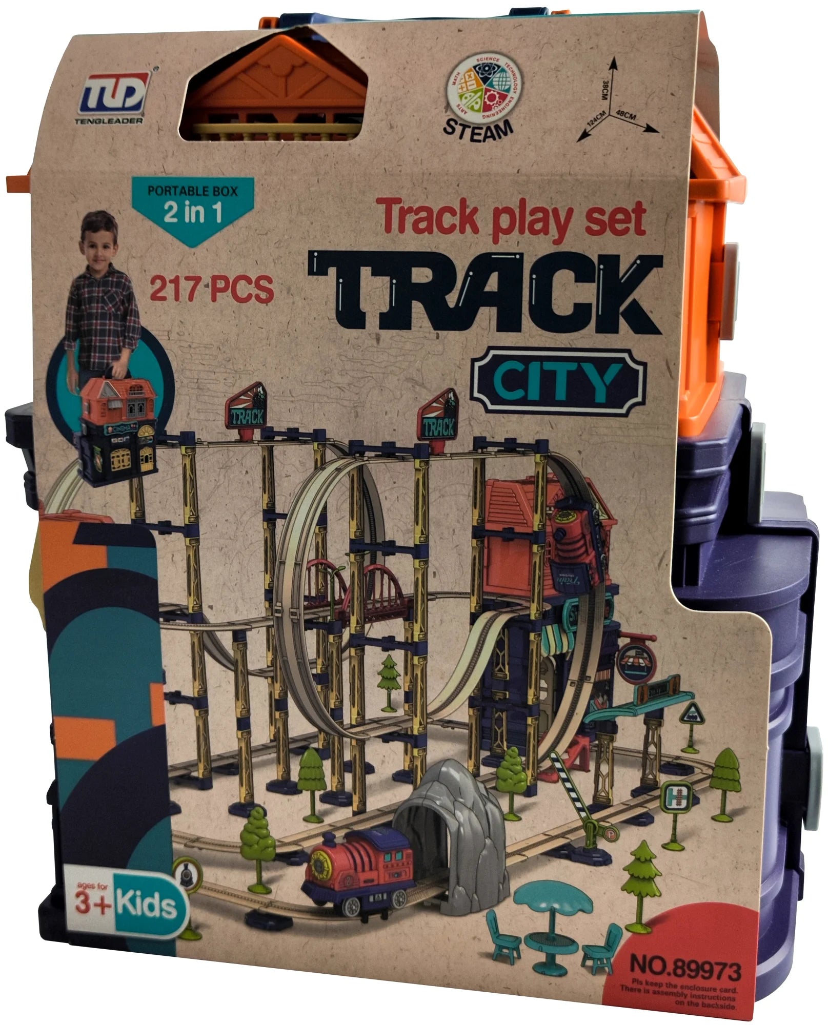 217pcs Track City Train Play Set Storage Box