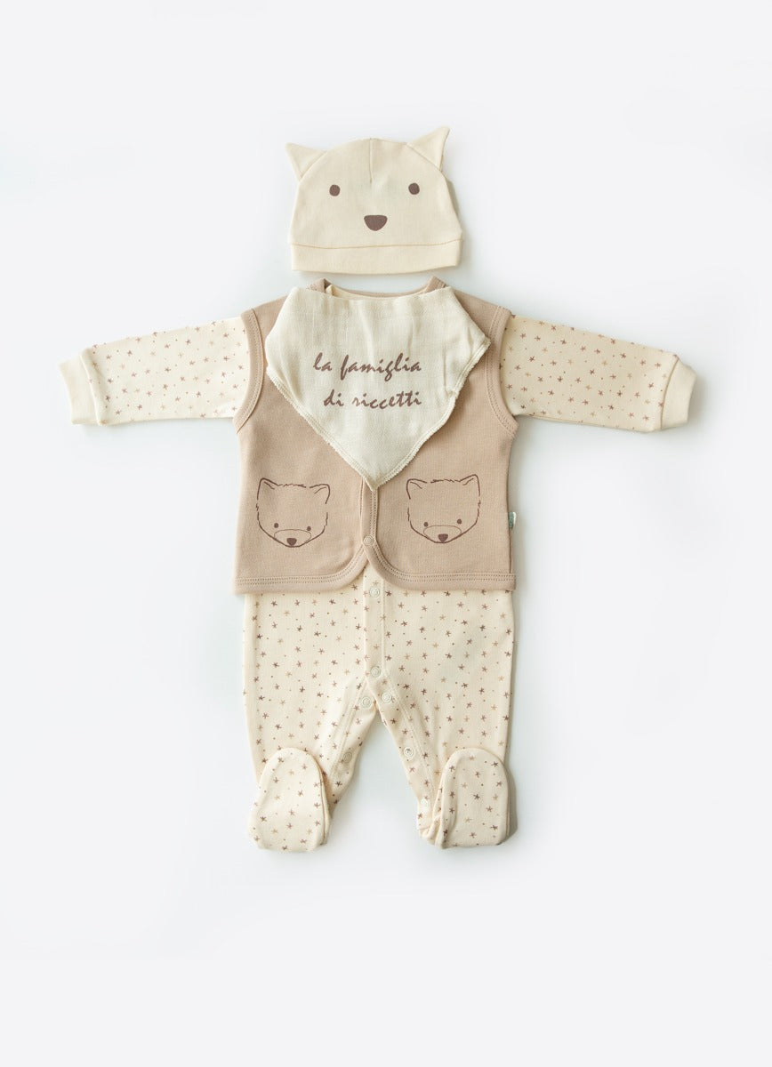 Kitikate ORGANIC RACCOON 4 PCS SET NATURAL-BEIGE