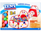 3-in-1 Play Tent with Tunnel & Ball Pit – 25 Balls