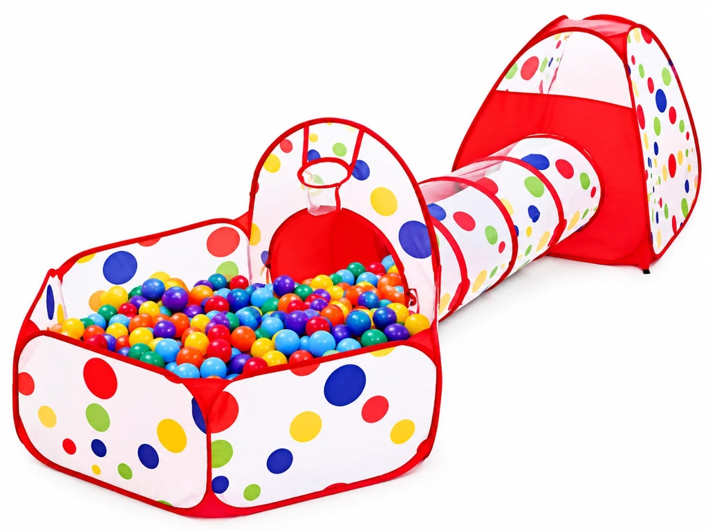 3-in-1 Play Tent with Tunnel & Ball Pit – 25 Balls