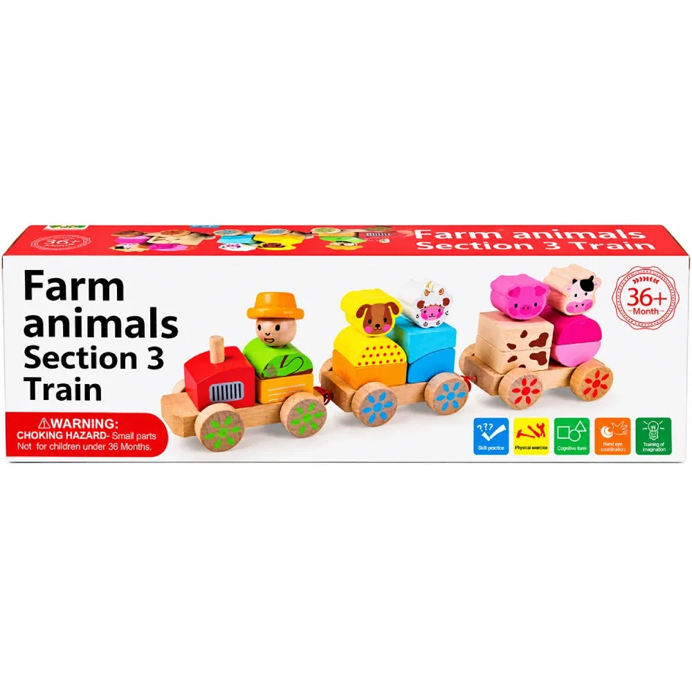 3-Piece Wooden Farm Animal Train