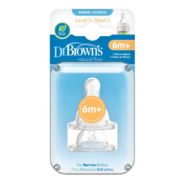 drbrowns Level-3 Silicone Narrow-Neck "Options" Nipple, 2-Pack