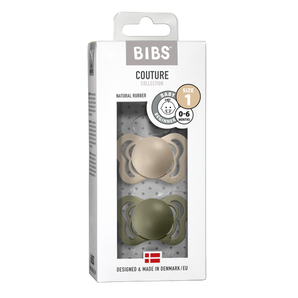 Bibs Pacifier Couture (Latex) Size 1 - Baby 0-6 Months 2pc - Vanilla