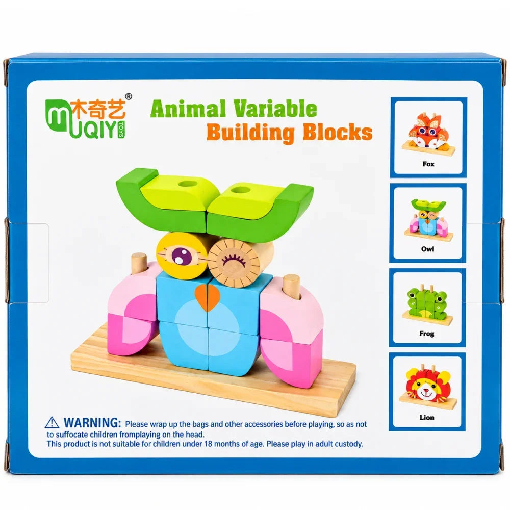 4-Design Wooden Animal Building Blocks