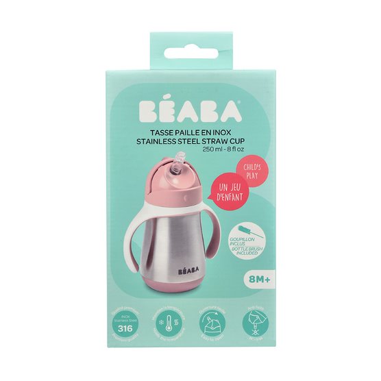 Beaba Stainless Steel Straw Cup Old Pink