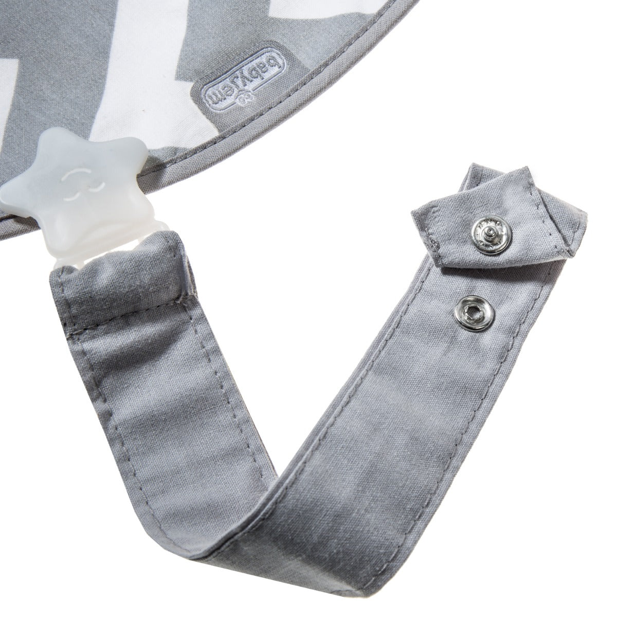 BABYJEM BABY BIB WITH PACIFIER HANGER GREY SQUARE