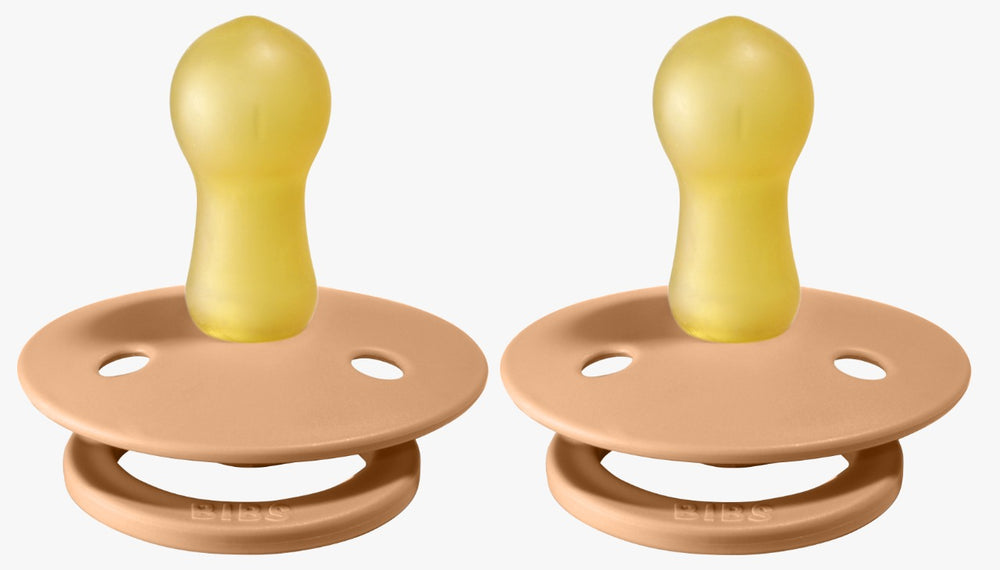 Bibs Pacifier Size 1 - Baby 0 -6M (2pcs) Colour TwinPacks - Peach
