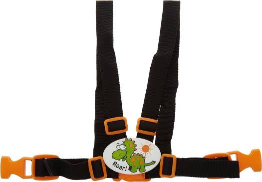 Clippasafe Designer \"Dinosaur\" Harness & Reins (with Anchor Straps) - Black/Orange