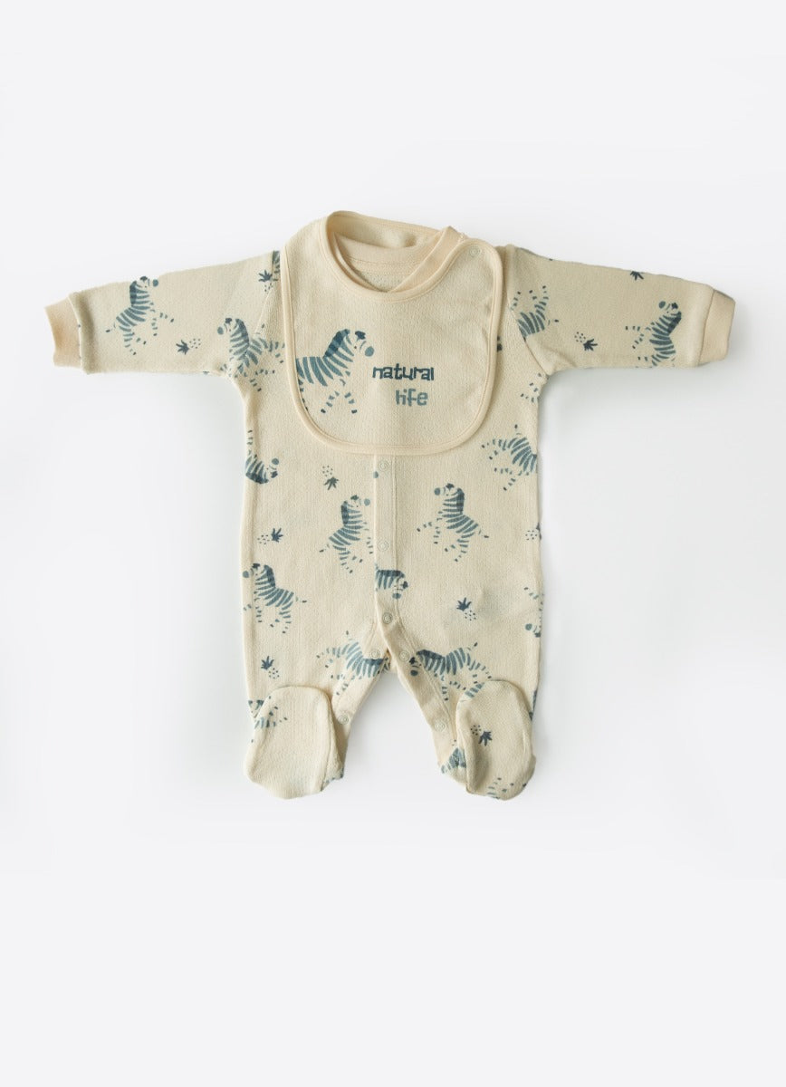 Kitikate ORGANIC PREMIUM TOUCAN WITH BIB ROMPER NATURAL