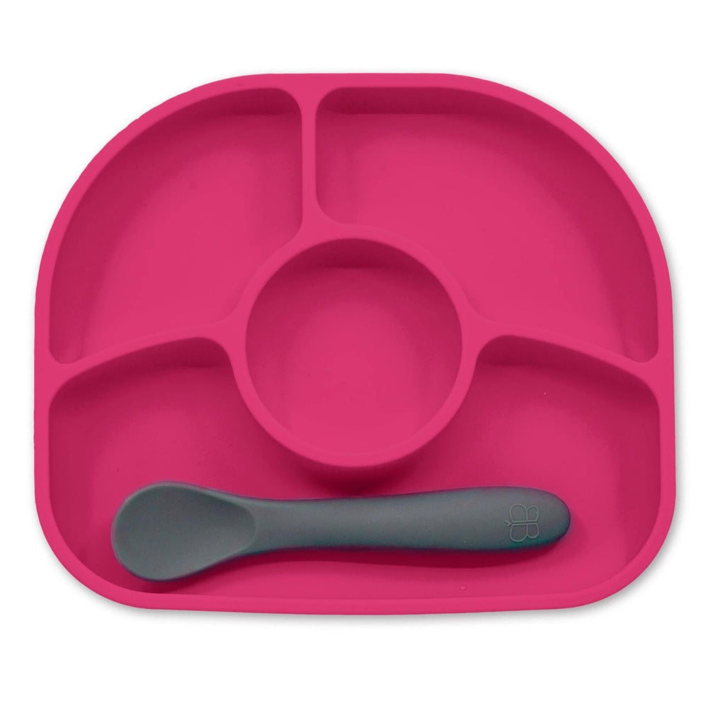 BBLUV Yümi Anti-Spill Silicone Plate & Spoon Set - Pink