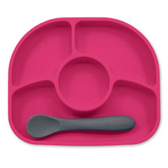 BBLUV Yümi Anti-Spill Silicone Plate & Spoon Set - Pink