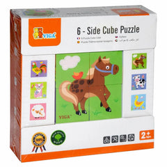 viga 6-side Cube Puzzle - Farm Animals