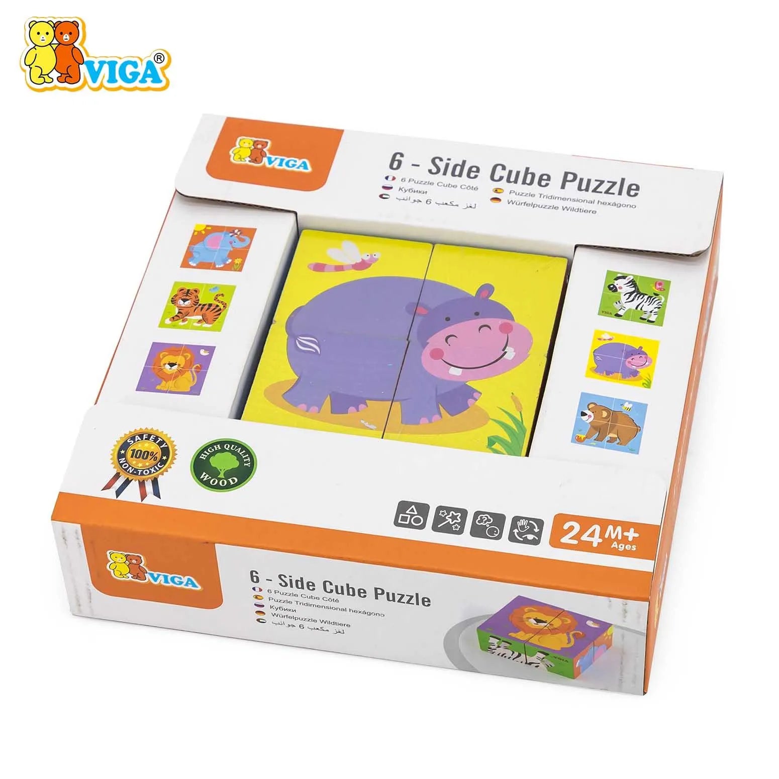 viga 6-side Cube Puzzle - Wild Animals