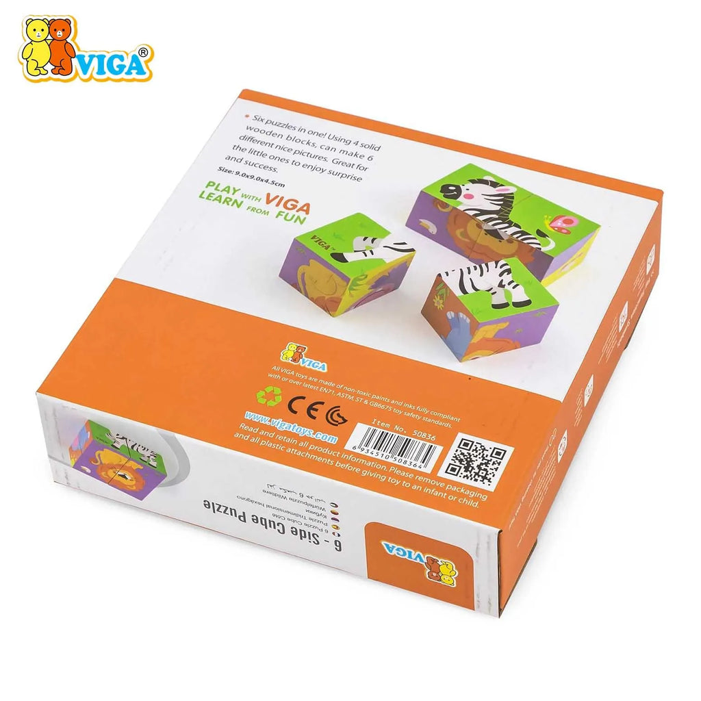 viga 6-side Cube Puzzle - Wild Animals