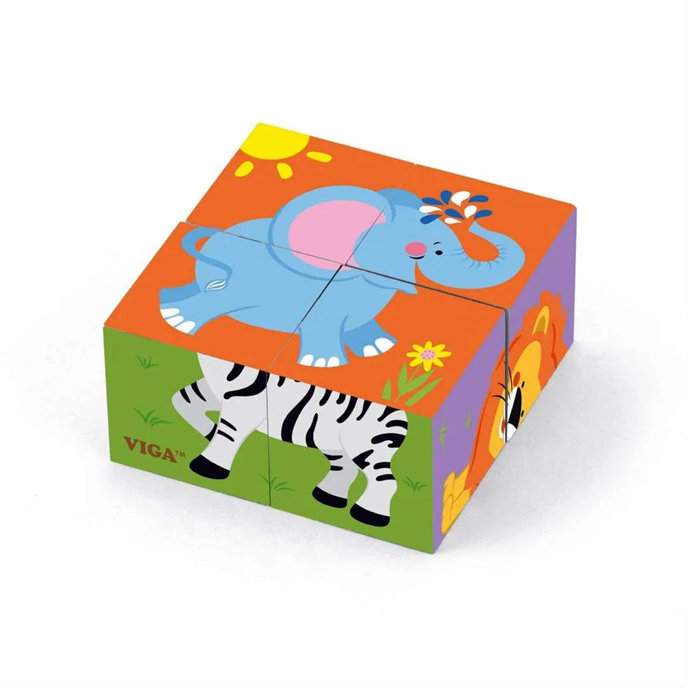 viga 6-side Cube Puzzle - Wild Animals