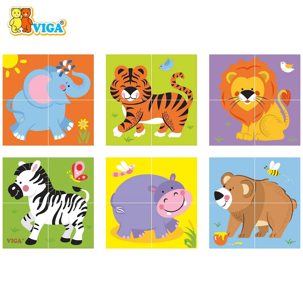 viga 6-side Cube Puzzle - Wild Animals