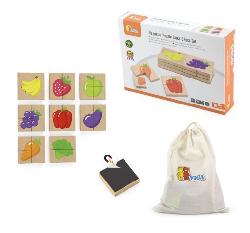 Viga Magnetic Puzzle Block  - 32pcs Set Fruits