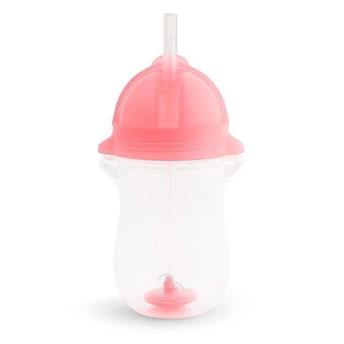 Munchkin Any Angle™ Click Lock Weighted Straw Trainer Cup 10oz - Pink 12 months +