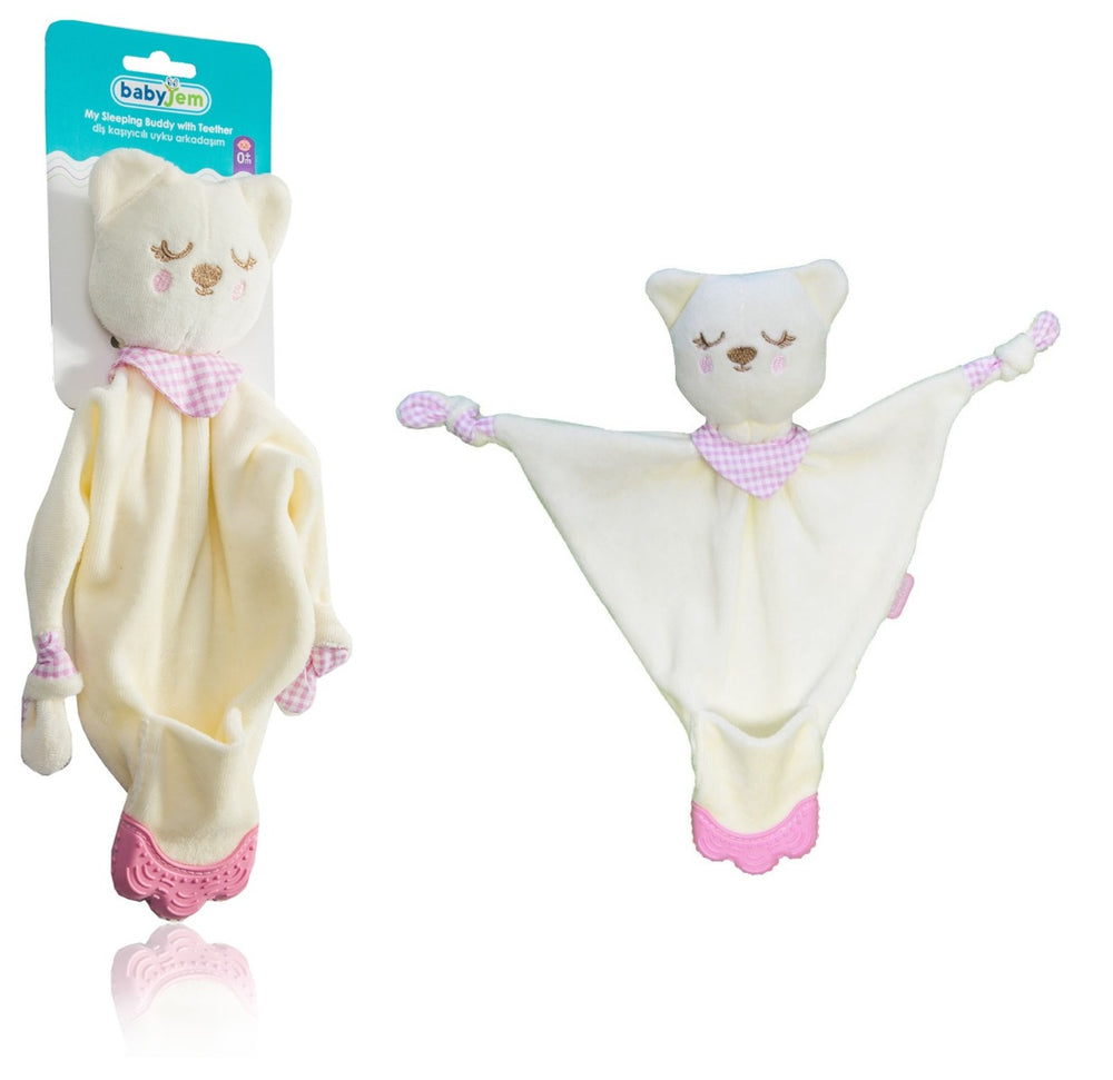BABYJEM - TOWEL SLEEP BUDDY WITH TEETHER - PINK