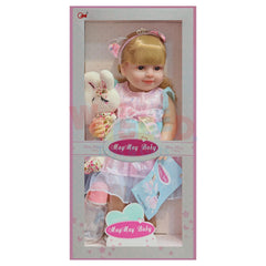 55cm Baby Doll in Pink & Blue Dress with Talking & Accessories