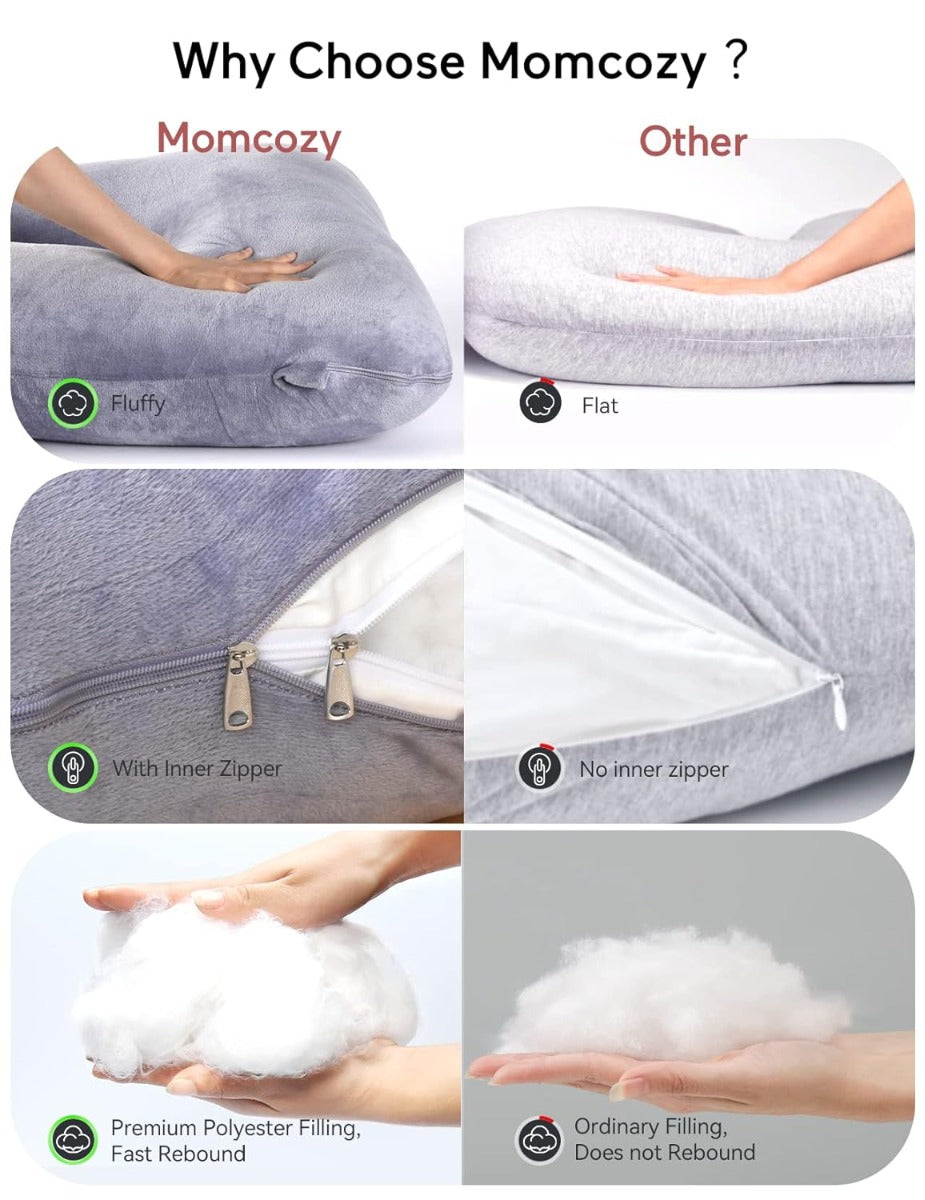Momcozy Pregnancy Pillows for Sleeping, U Shaped Full Body Maternity Pillow with Removable Cover1