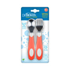 Dr.Brown's Soft Grip Spoon & Fork Set, Coral
