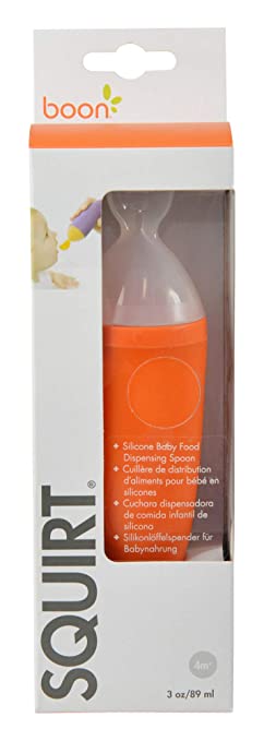 Boon -Squirt Silicone Baby Food Dispensing Spoon,Orange