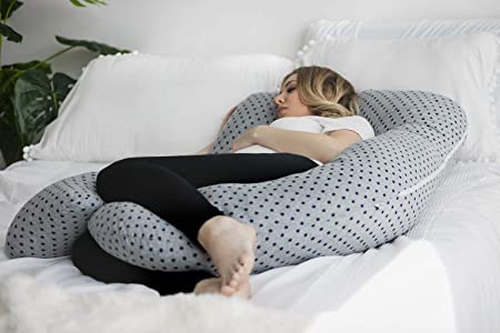 Pharmedoc U-Shape Pregnancy Pillow - Grey/Stars (Jersey Cover)